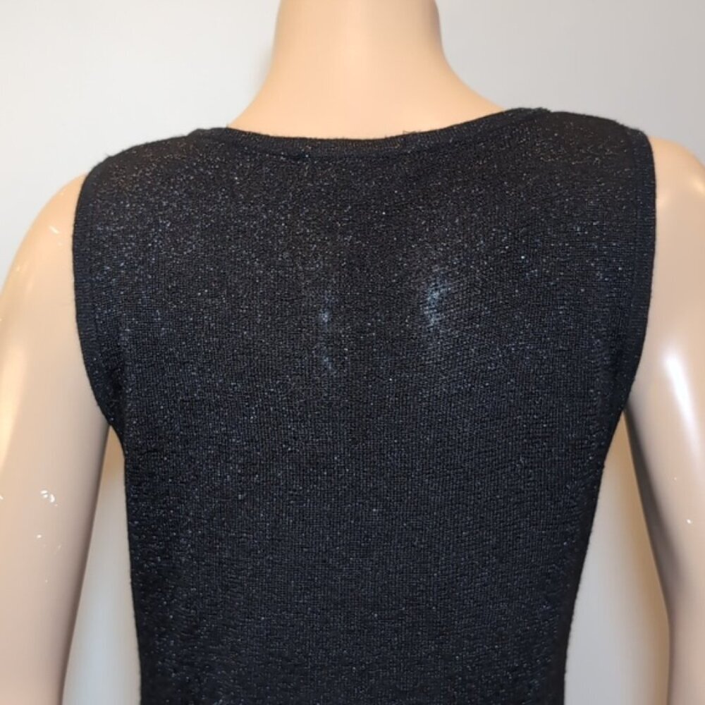 Laura Shimmery Knit Tank Top Scoop Neck Black Rayon Lurex Sleeveless Stretch - Picture 7 of 10